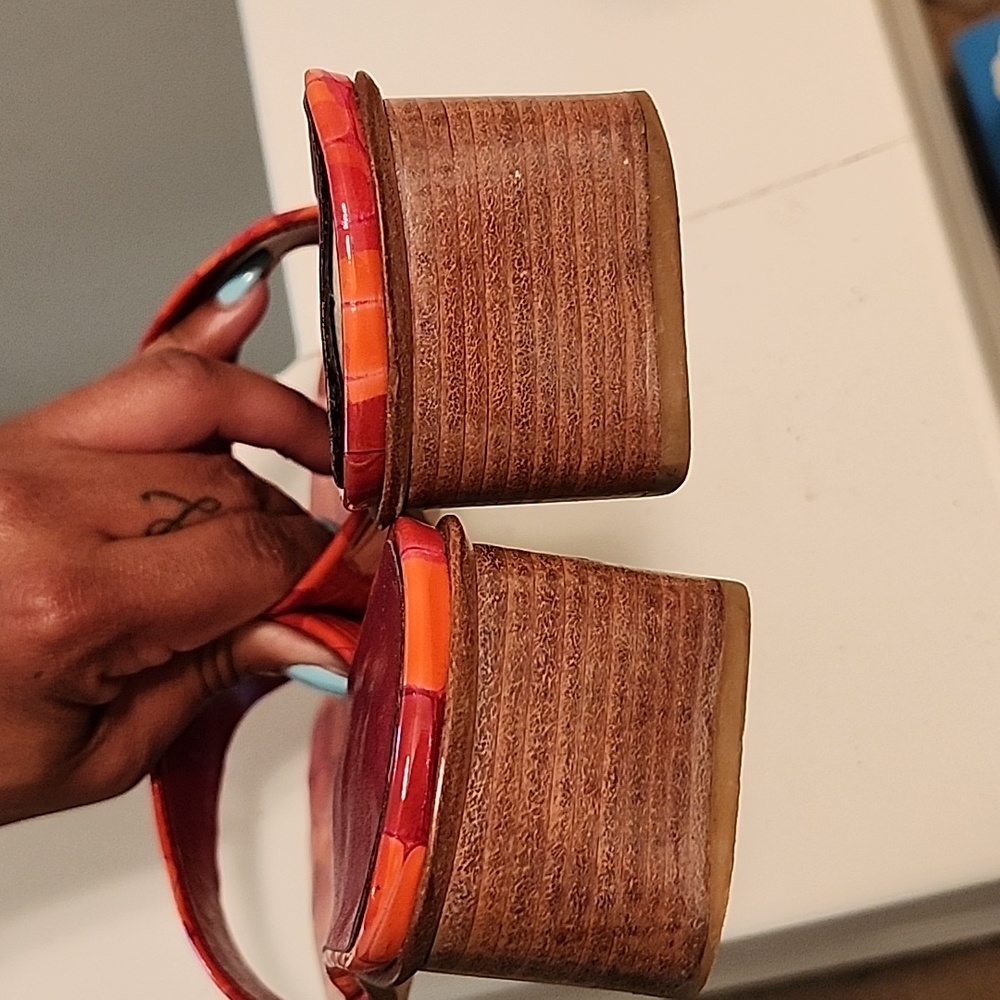 Orange And Red Patchwork Design Shoes - image 6